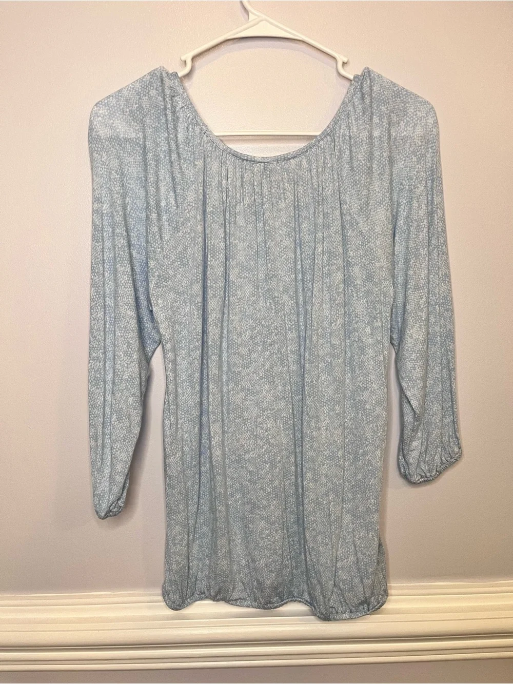 Michael Kors Light Blue Pleated Scoop Neck Blouse